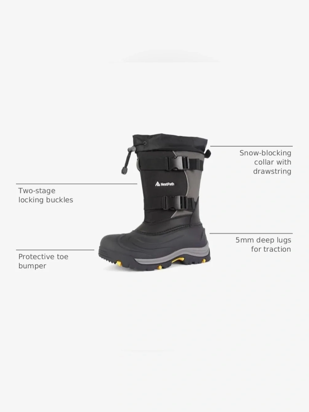 Men's Black & Gray Insulated Snow Boots